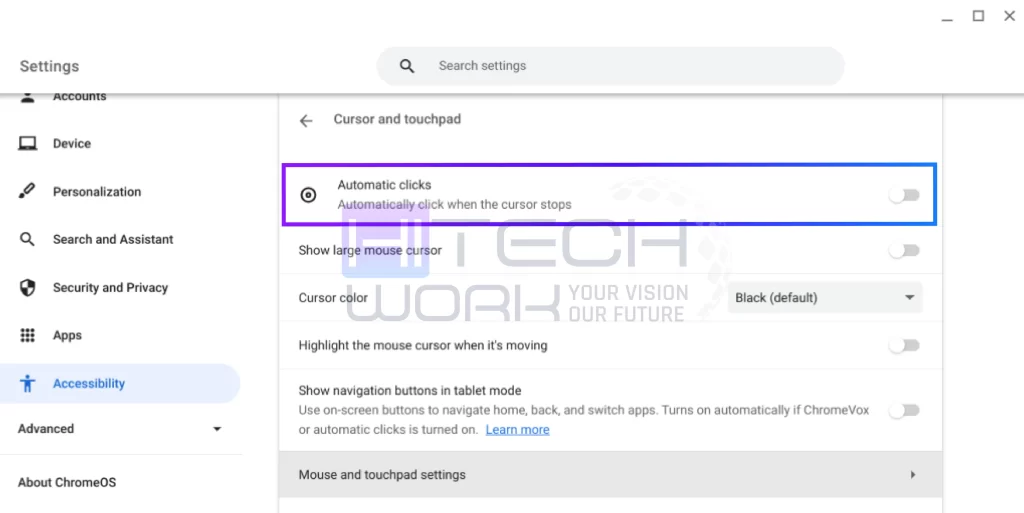 turn on automatic clicks