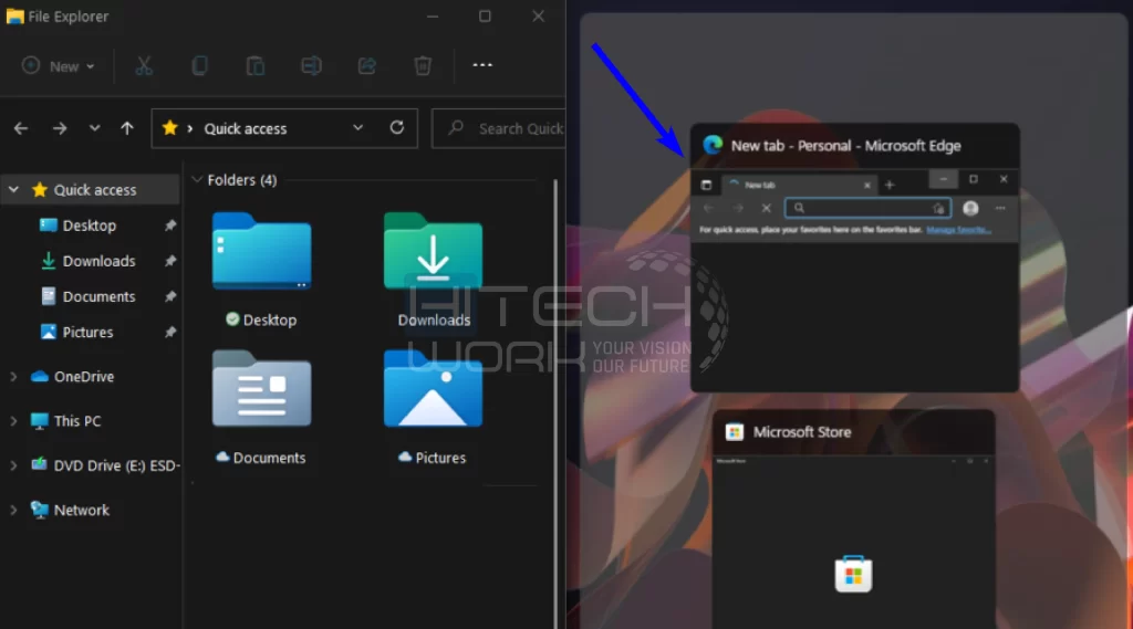 move your cursor over the maximize tab