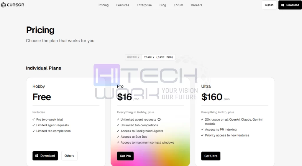 Cursor AI pricing