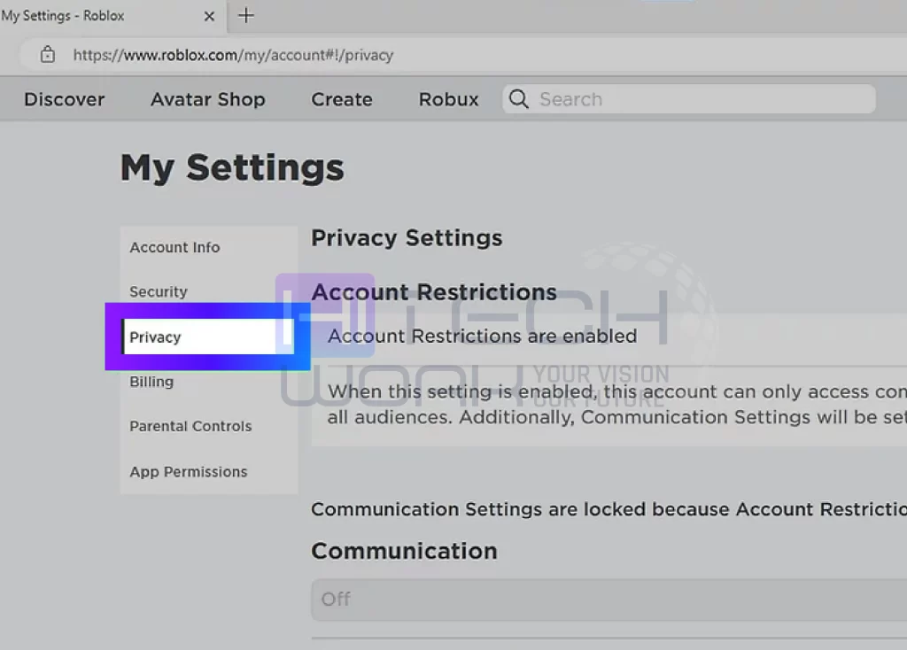 click on the Privacy tab