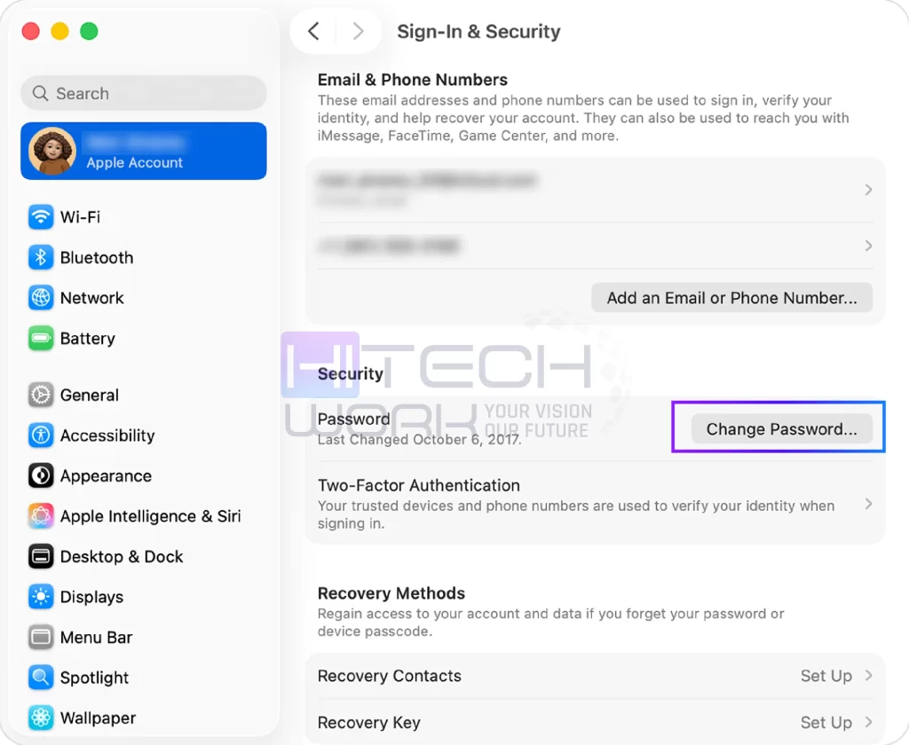 Change Apple ID Password on a Mac Computer