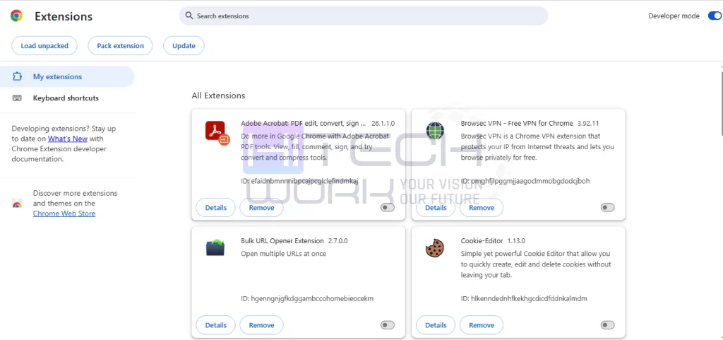 Disable Extensions