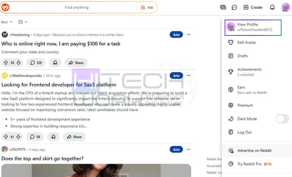 select the view profile option