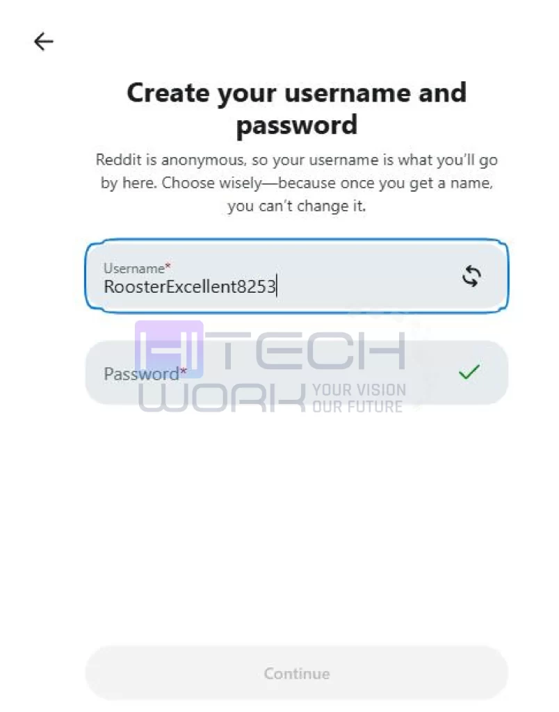 select username and add password
