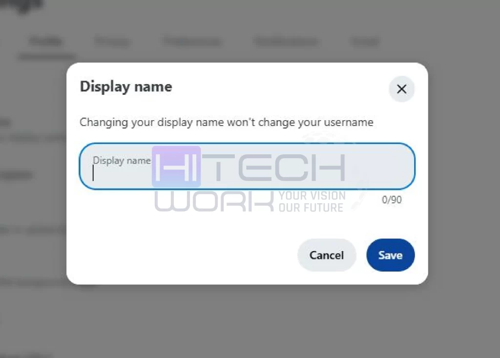 Write and enter the display name