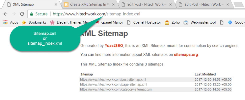 check XML sitemap in browser