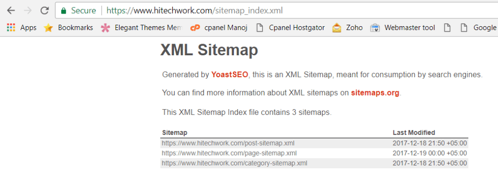 xml sitemap file in browser