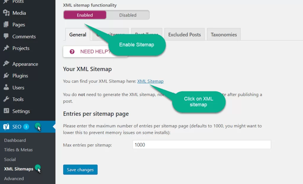 yoast XML sitemap open