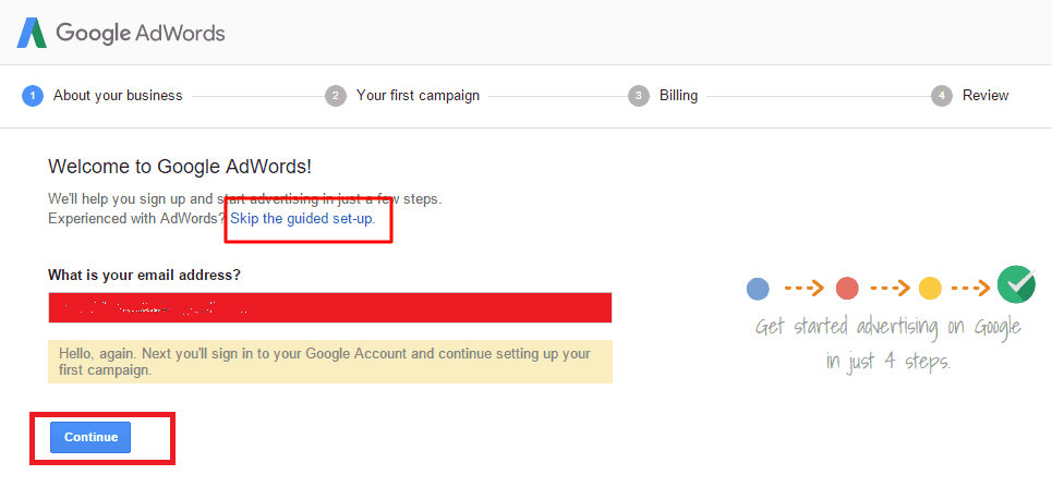 skip billing option of adword