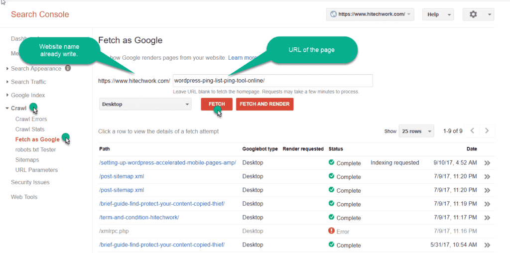fetch as google in GWT in google webmaster tool