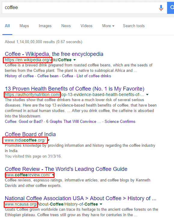 high Level Competitor in google search result
