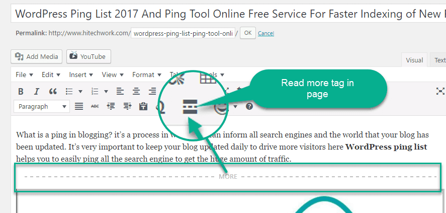 Read More Tag in wordpress content editor 