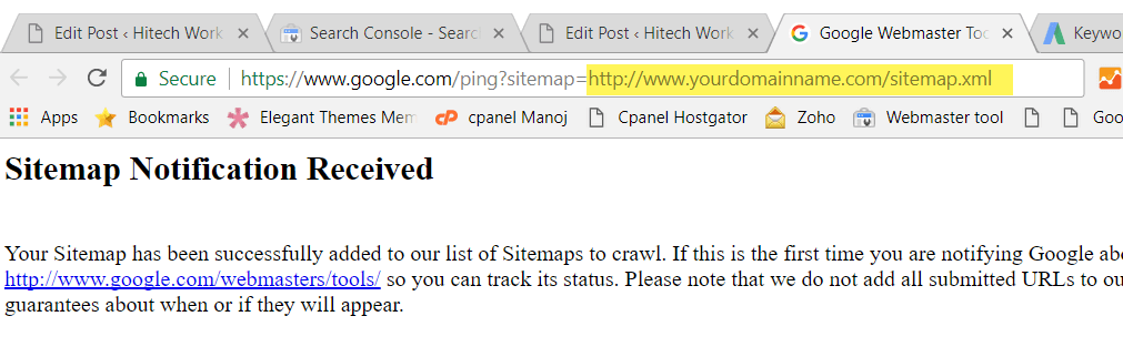 submit xml site using ping request