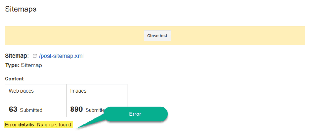 test report of sitemap in google webmaster tool