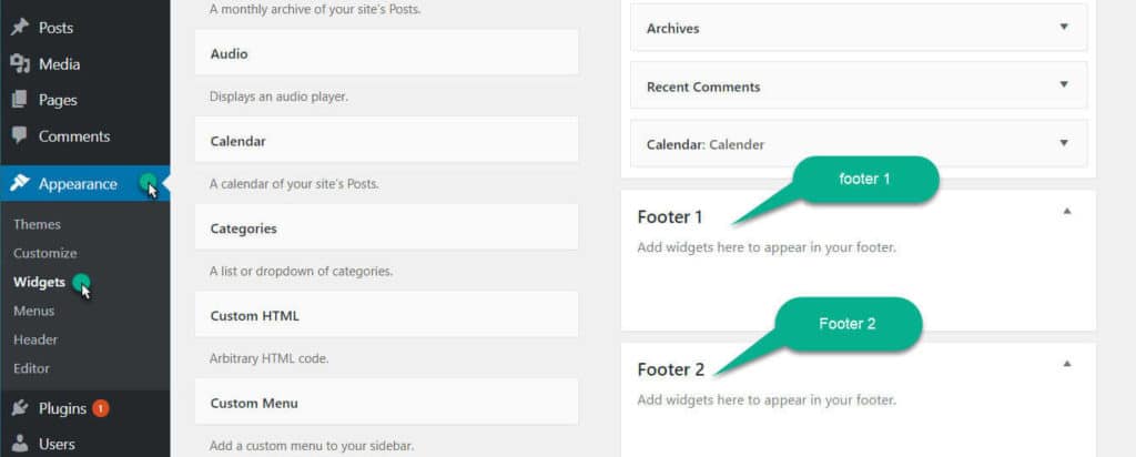 check the number of footer in theme
