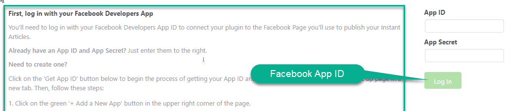 APP id for facebook article Plugin