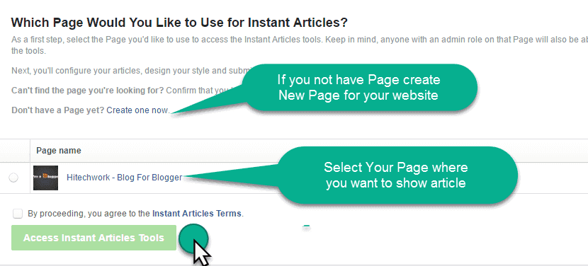 Select Page for Instant Article
