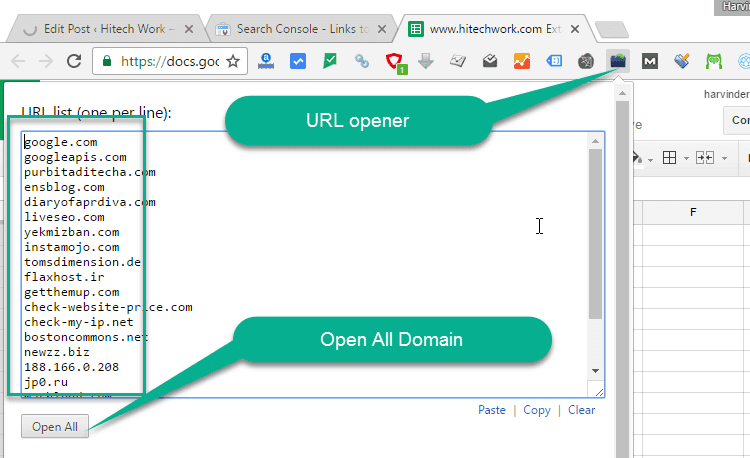 URL opener chrome extension