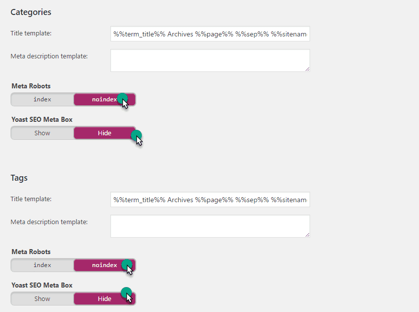 title and meta setting in yoast plugin