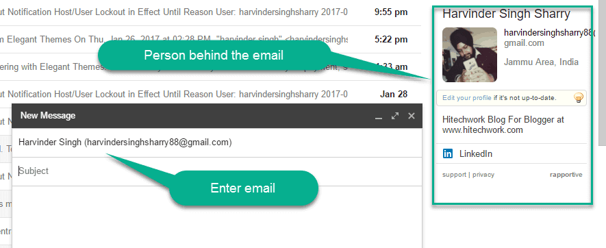 Person Behind the Email in gmail
