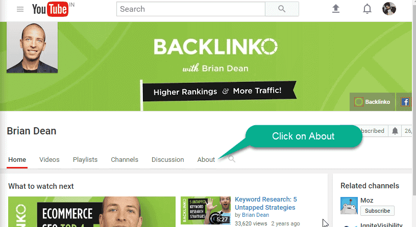 Youtube channel of backlinko