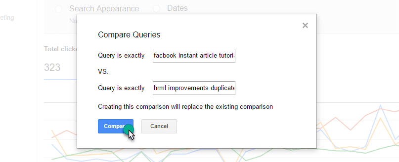 compare queries in webmaster