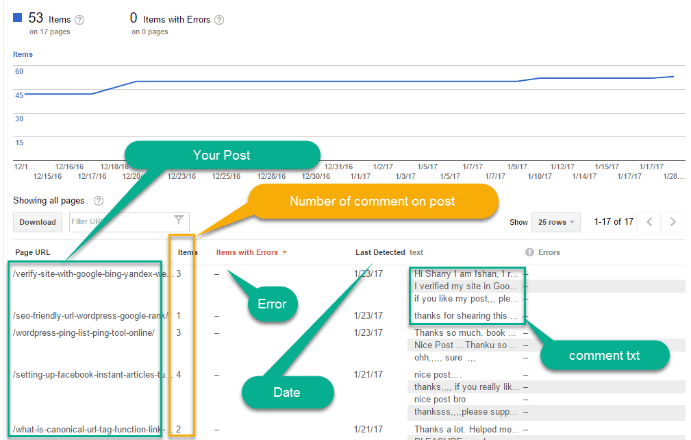 check structure data of comment