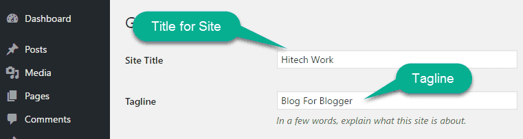 Title and tTagline setting wordpress