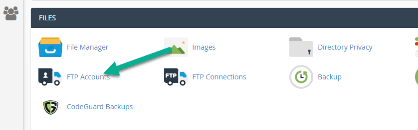 FTP account option in cpanel
