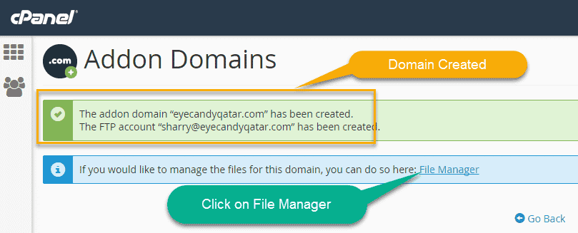 Domain Added To small Orange cpanel 