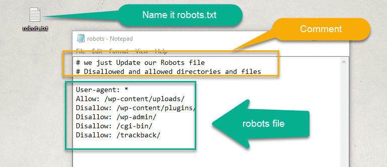 write robots command in text file