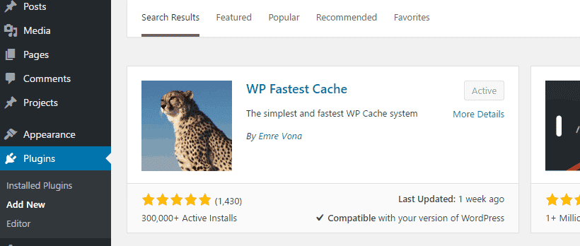 Activate the Wp faster cache plugin