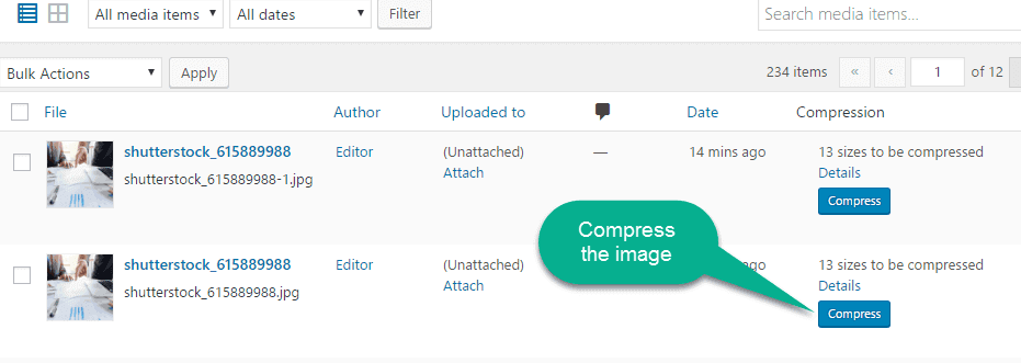 compress the second image with other plugin