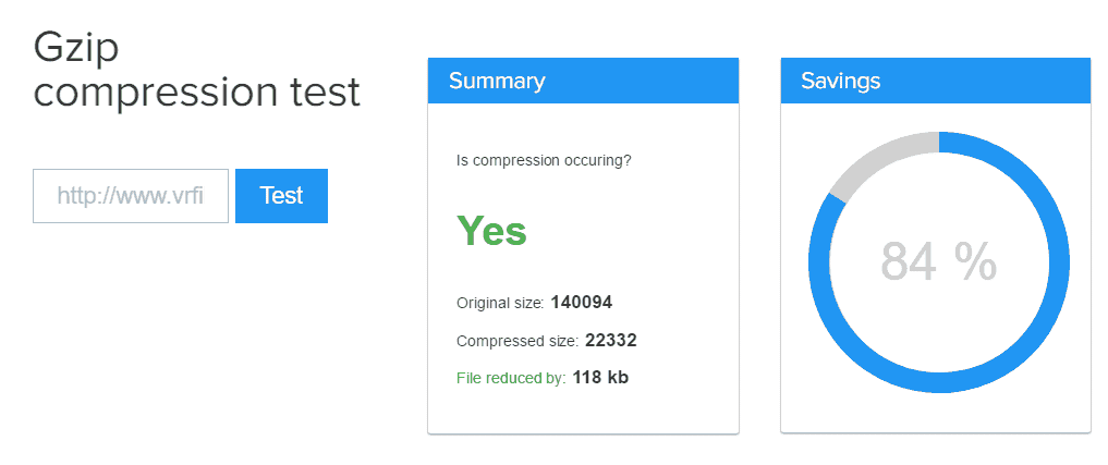 varvy Tool check the Gzip Compression