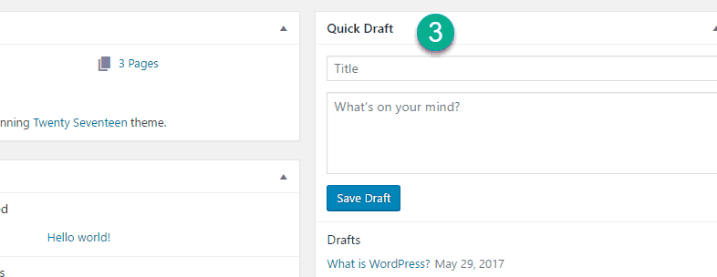 quick draft option in wordpress