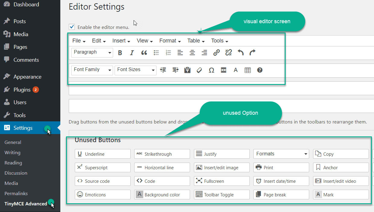 TinyMCE setting