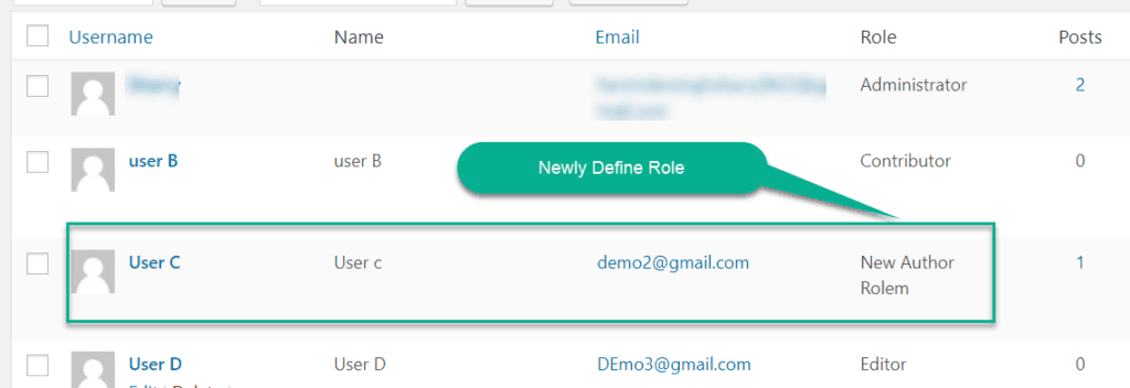 change the role of user to newly define user in wordpress