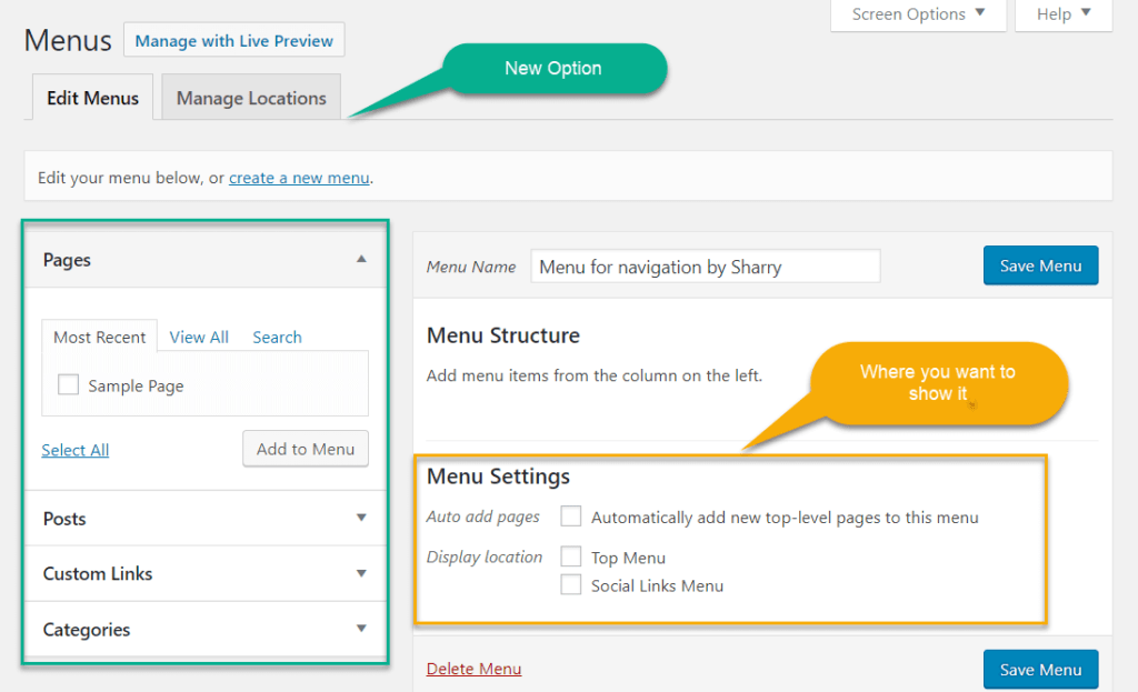 just created Menu in wordpress and activate option for menu