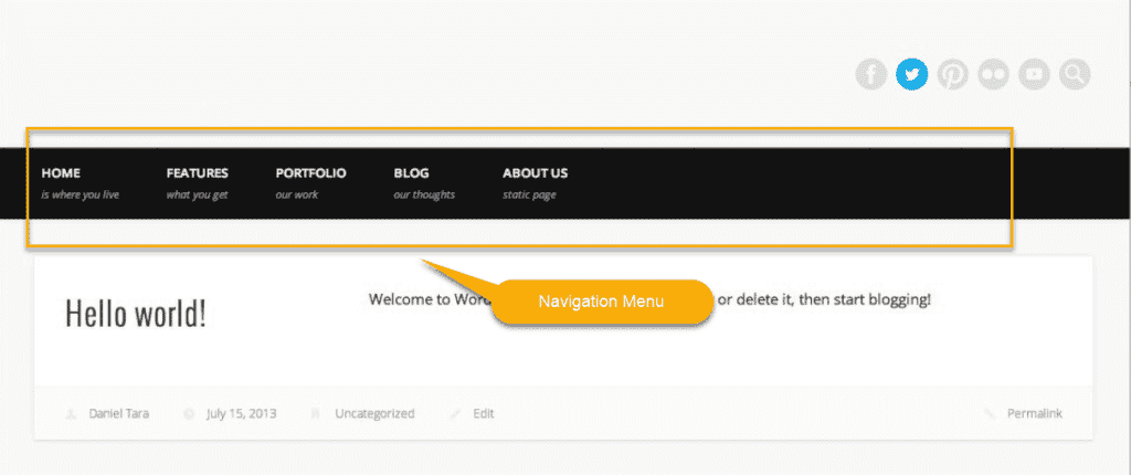navigation menu example of website