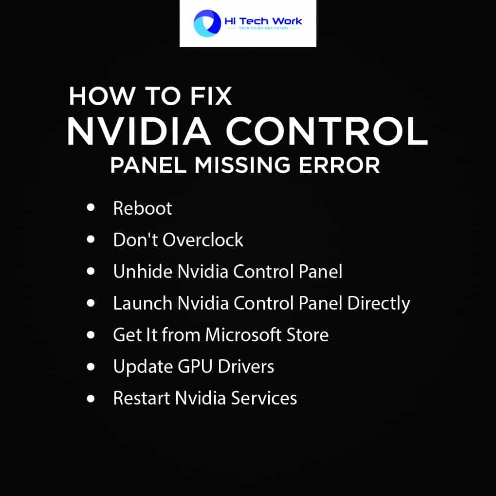 Nvidia Control Panel Missing Windows 10