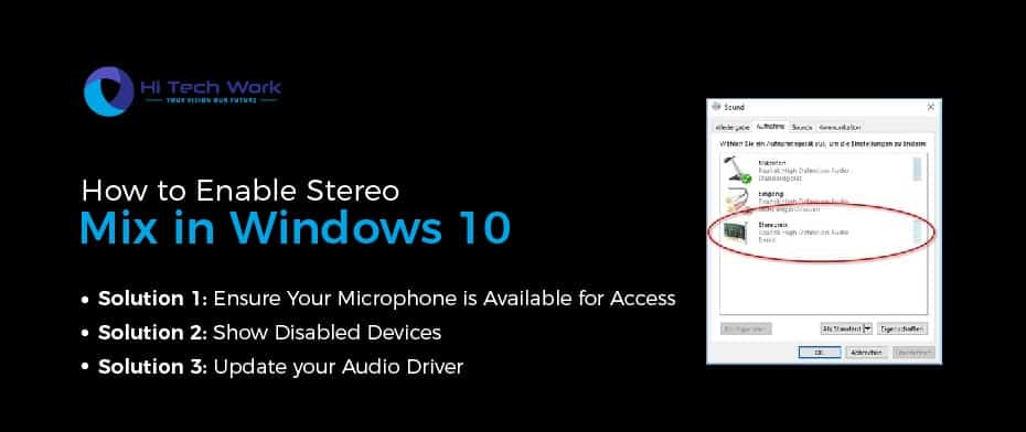 Stereo Mix Not Working Windows 10