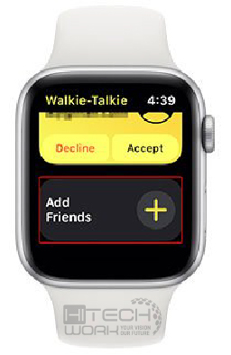 Add friends (+) on apple watch