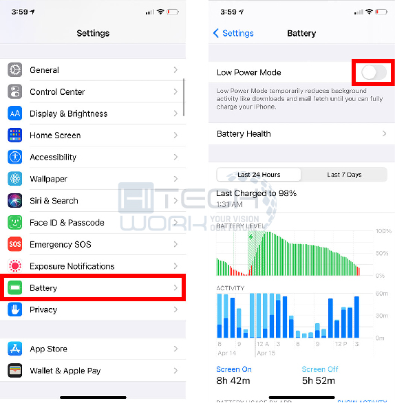 Disable low power mode