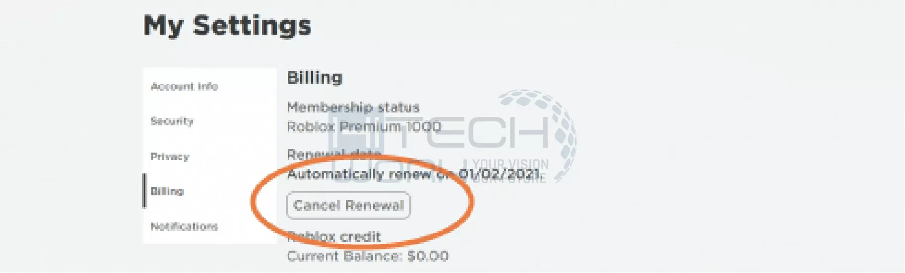 tap on cancel renewal