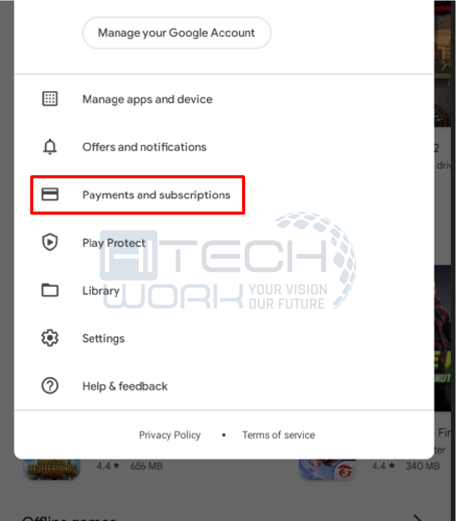 tap on payments & subscriptions