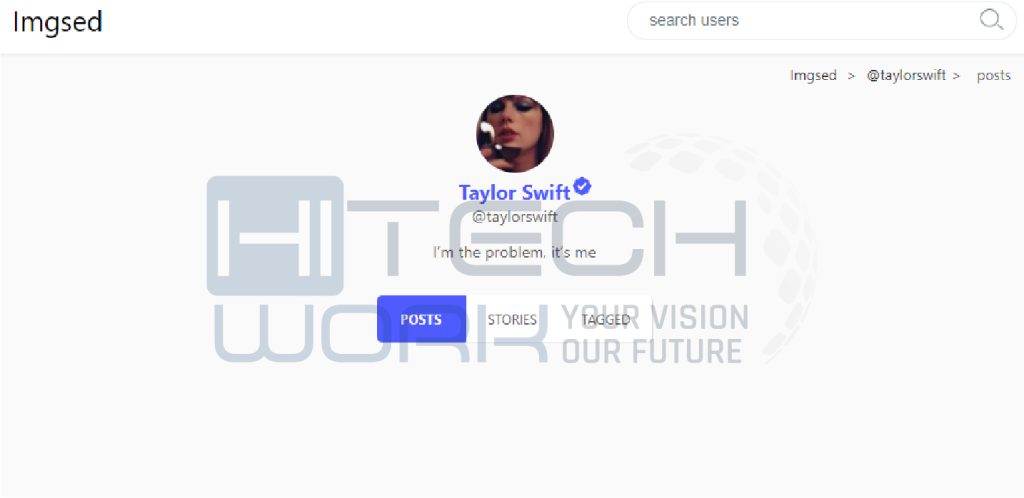 User profile will open on Imginn