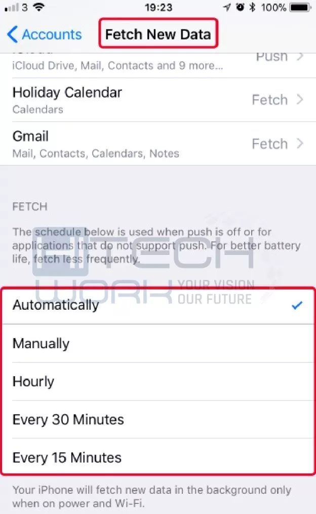 Step 3: tap fetch data & Choose option manually