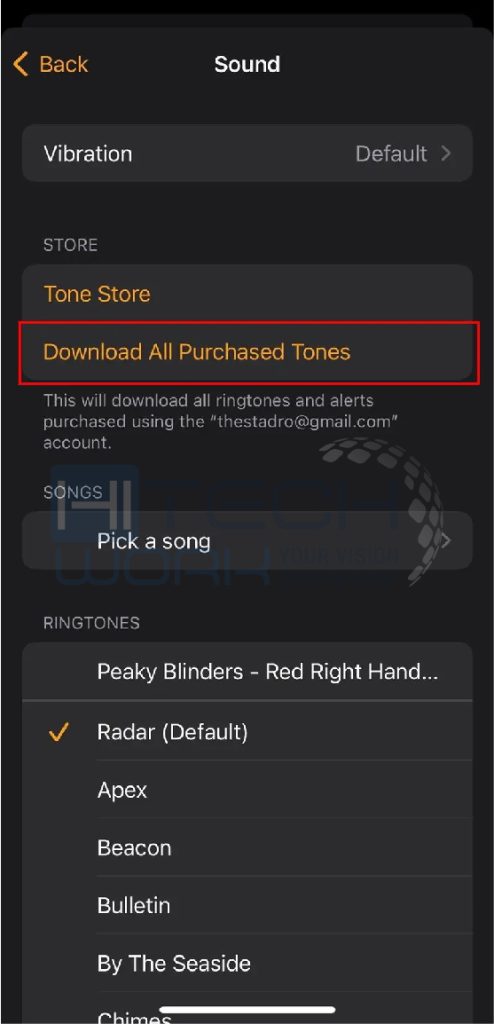 Step 7 - Download All Purchased Tones Apple will verify your account