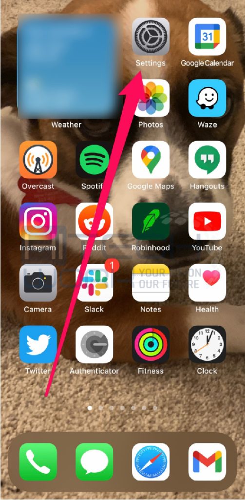 Step 1 - tap settings iphone app