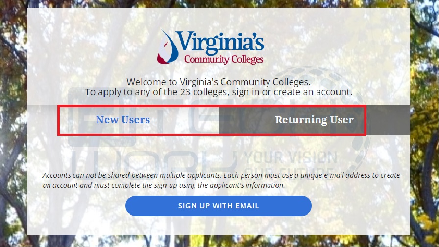 Log in & Apply to Virginia’s Community Colleges